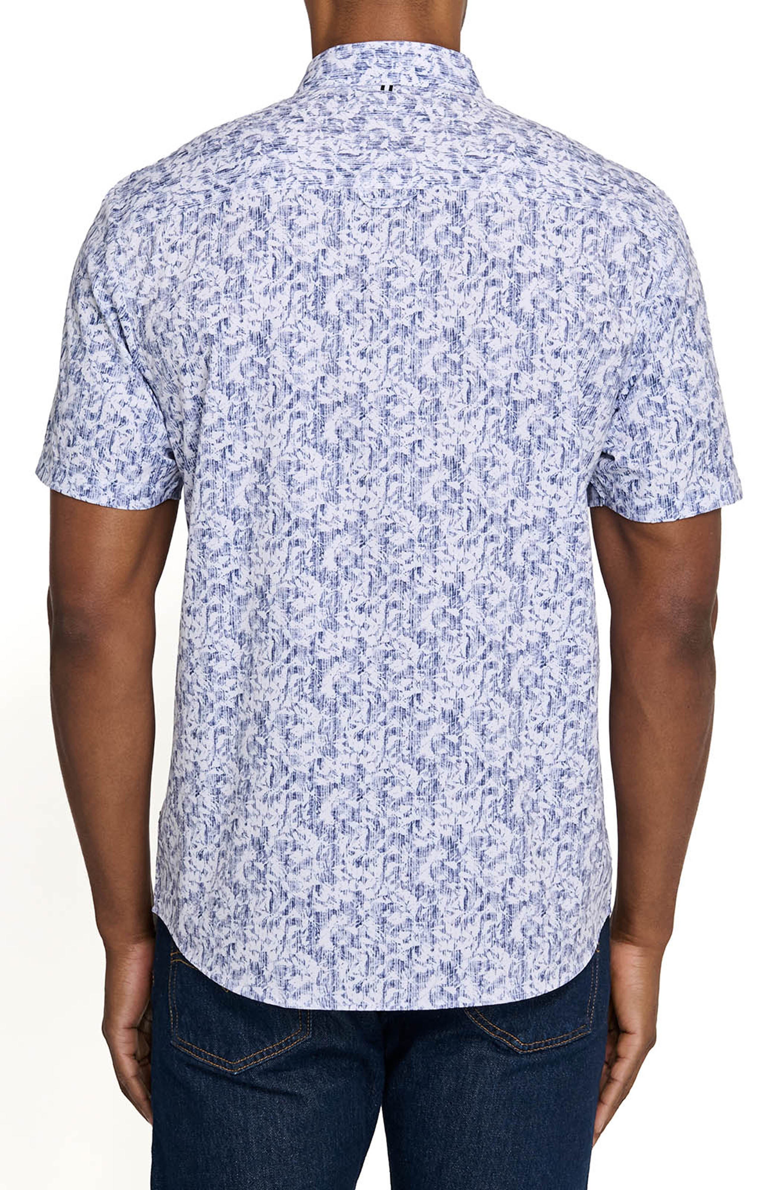 Sketched Foliage Short Sleeve Button Down Performance Shirt - image 2