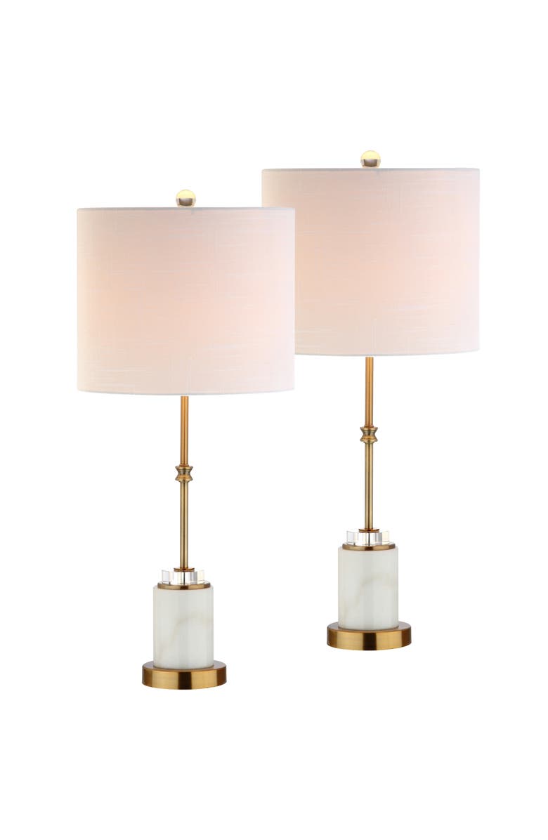 JONATHAN Y Harper 27" Marble/Crystal LED Table Lamp, Brass, Alternate, color, White/Brass Gold