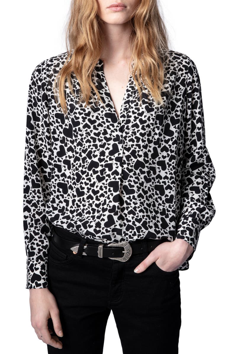 Zadig & Voltaire Tink Heart Print Blouse, Main, color, 