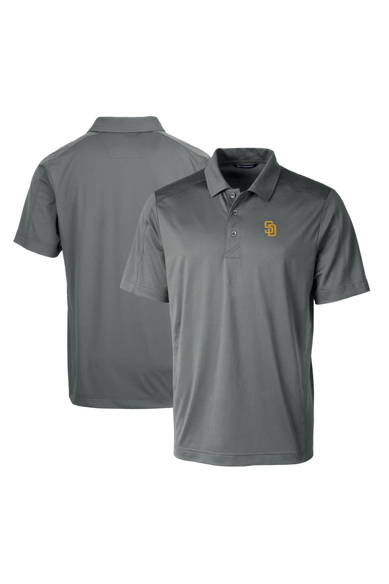 Men's Cutter & Buck Steel San Diego Padres Prospect Textured Stretch Polo, Alternate, color, Steel