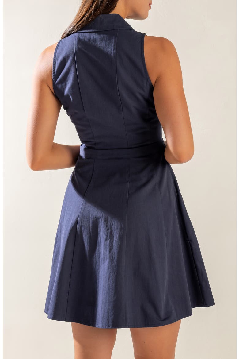 Solid Sleeveless Cotton Fit & Flare Shirtdress, Alternate, color, NAVY