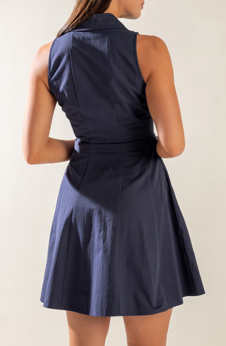 FREEMARKET Solid Sleeveless Cotton Fit & Flare Shirtdress, Alternate, color, Navy