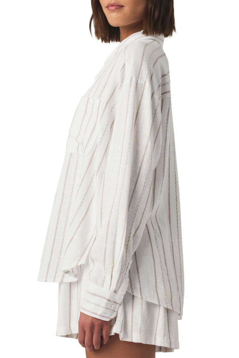 Gabrielle Stripe Button-Up Shirt, Alternate, color, WHITE/ FAWN