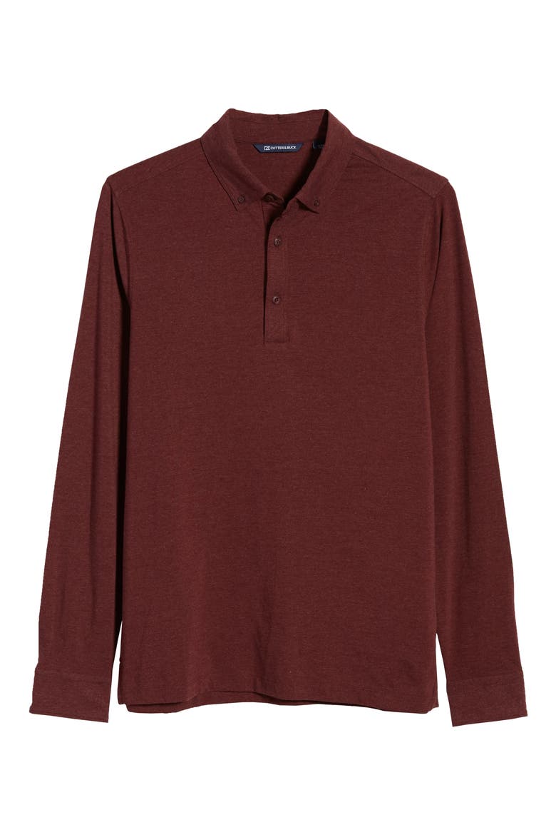 Advantage DryTec Long Sleeve Performance Polo, Main, color, BORDEAUX HEATHER