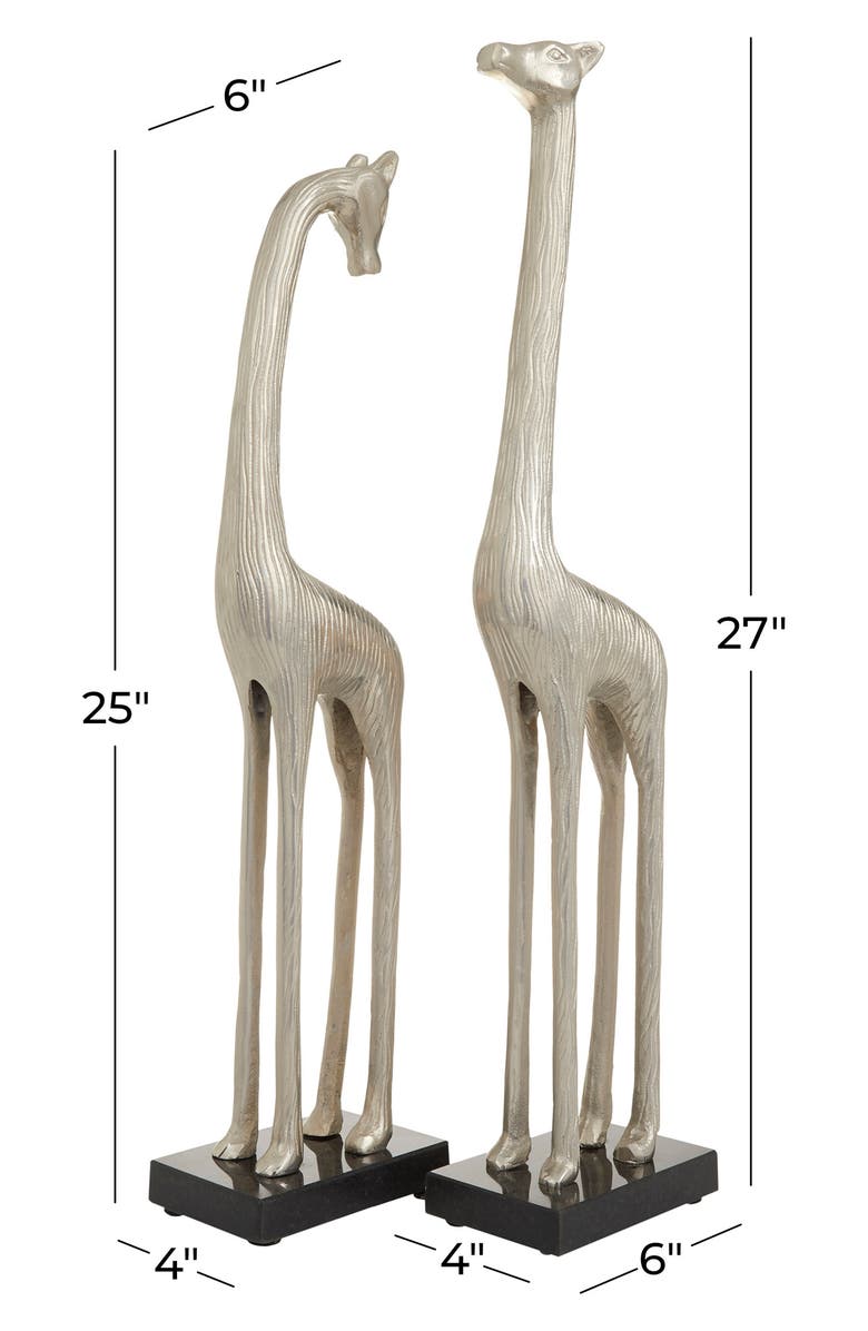 Novogratz Silver Contemporary Giraffe Sculpture - Set of 2, Alternate, color, 