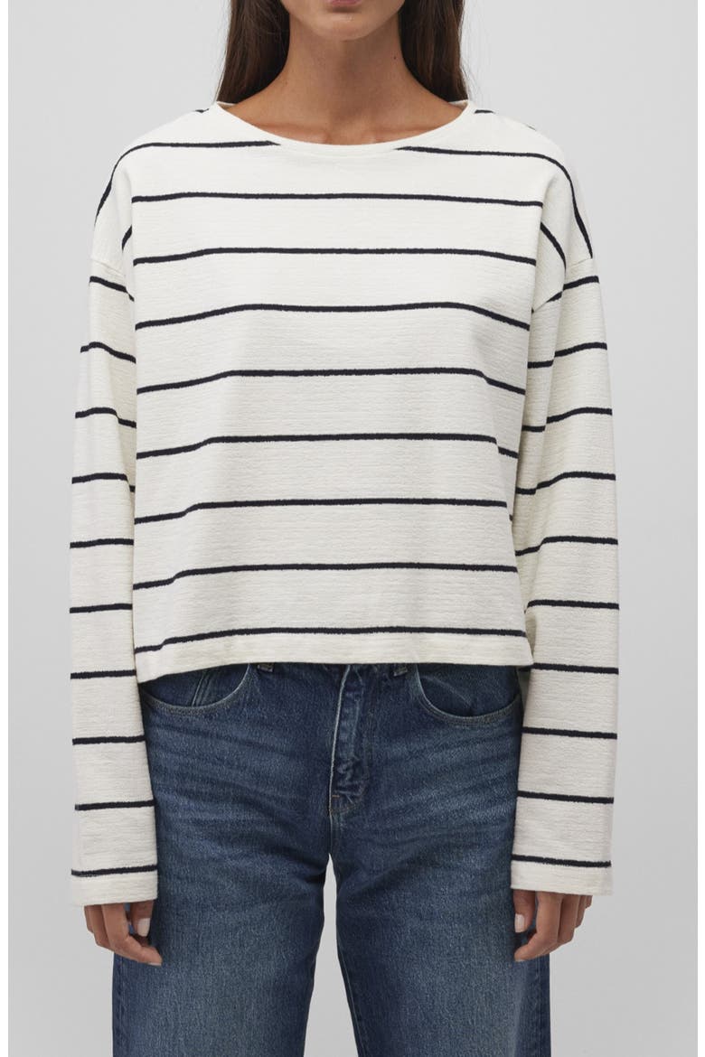 Stripe Cotton Sweater, Main, color, DRESS BLUE STRIPE