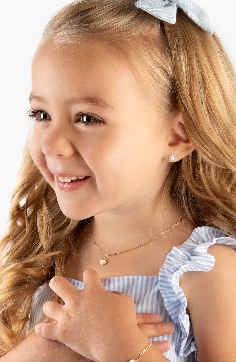 Tiny Blessings 14K Gold Pearl Halo Studs Screw Back Earrings, Alternate, color, 14K Yellow Gold