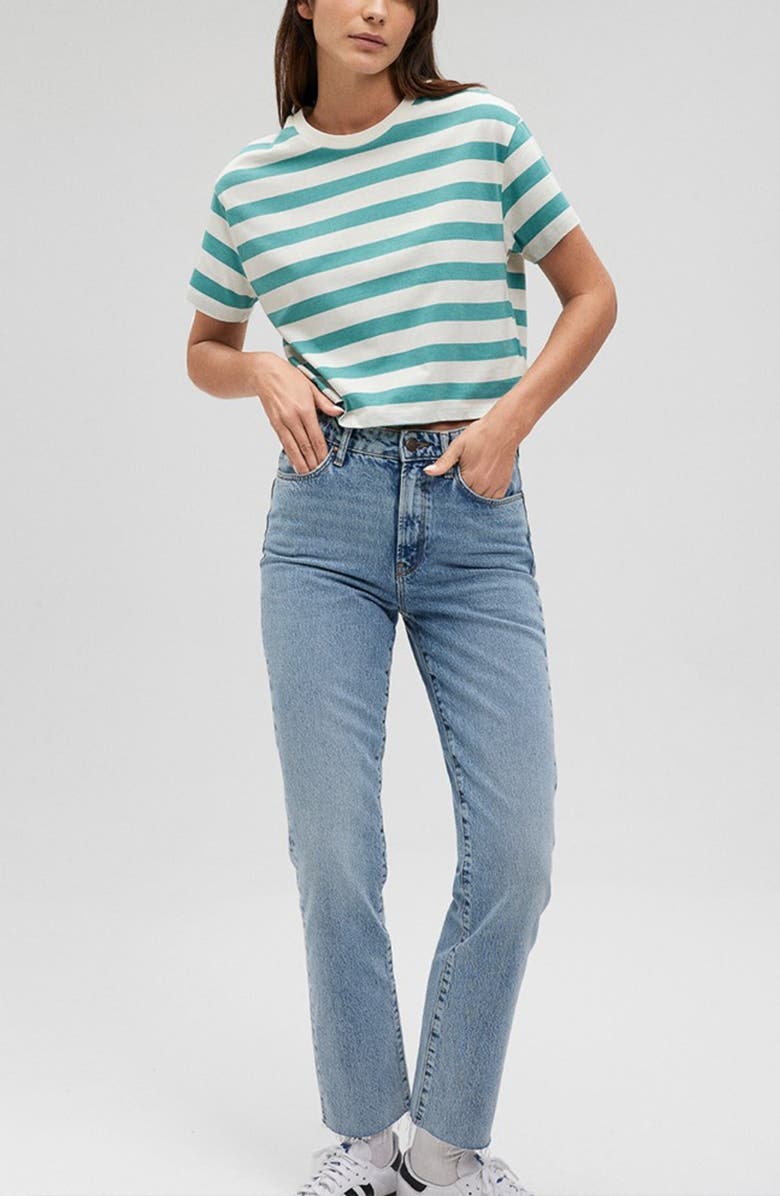 Mavi Jeans Stripe Short Sleeve Crop T-Shirt, Alternate, color, 