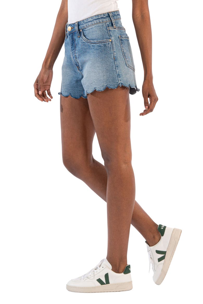 Jane High Waist Scallop Raw Hem Denim Shorts, Alternate, color, BRIG W/ MED BASE