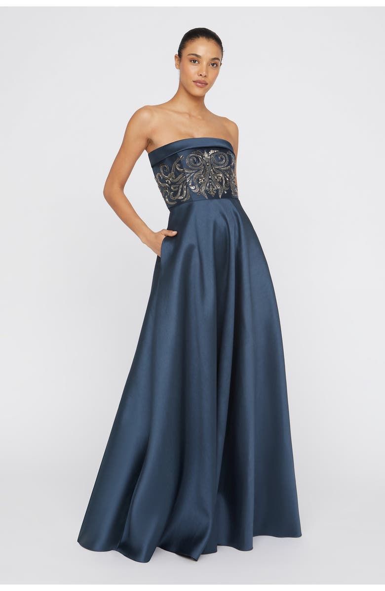 Theia Paloma Mikado A-Line Gown, Alternate, color, 