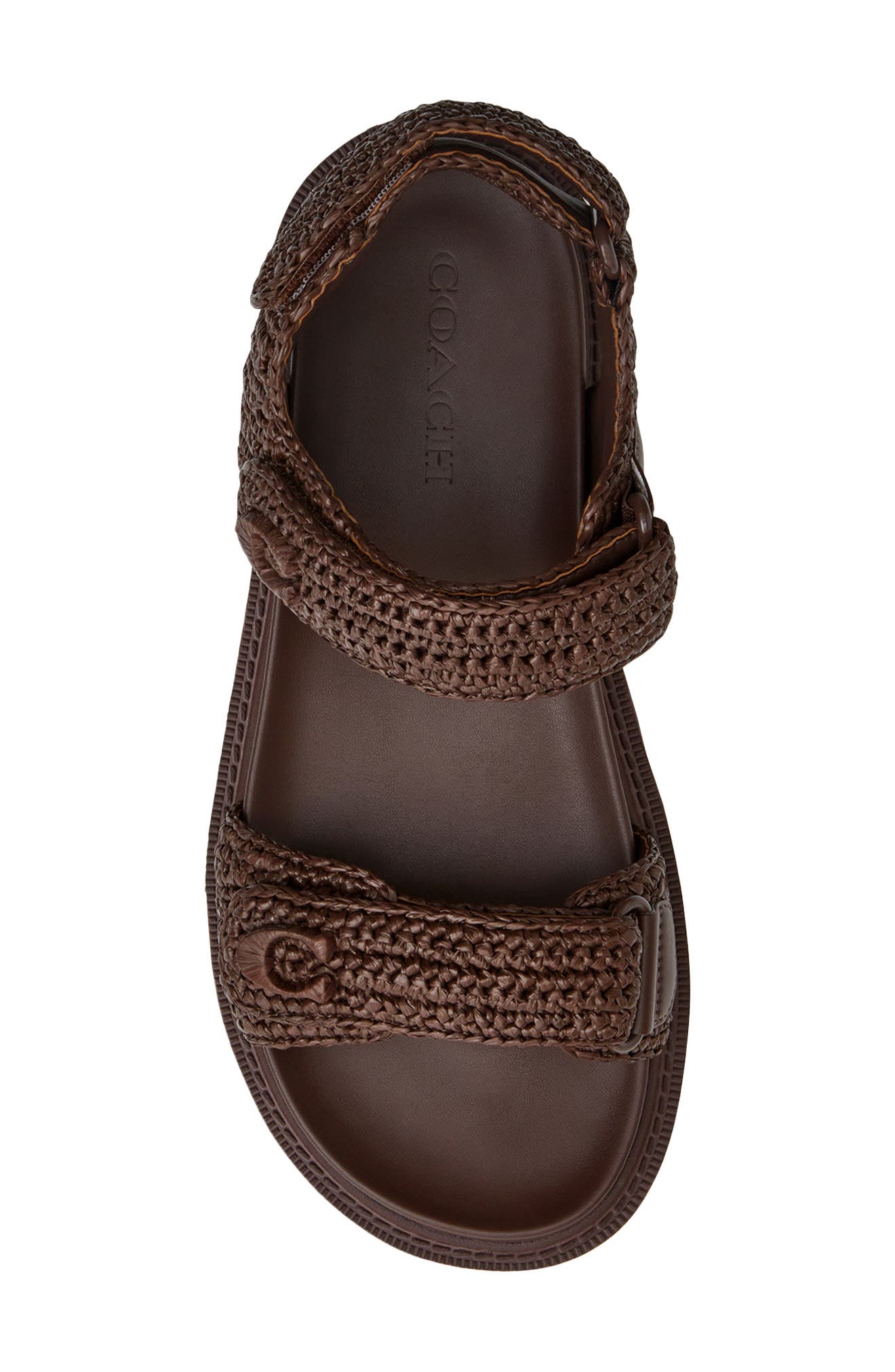 COACH Brynn Raffia Sandal, Alternate, color, Maple
