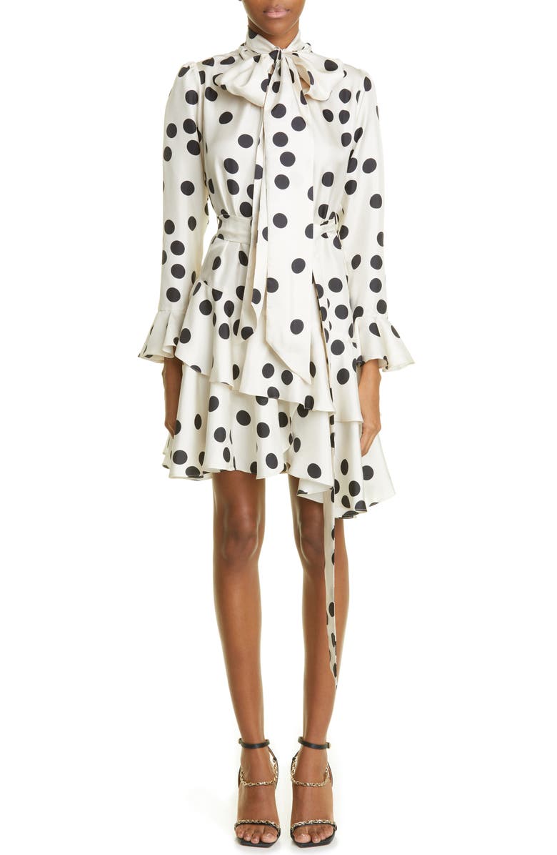 Zimmermann Confetti Polka Dot Long Sleeve Silk Minidress, Main, color,