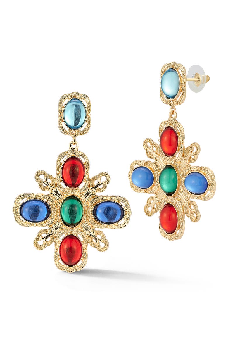 Cross Drop Earrings, Main, color, GOLD