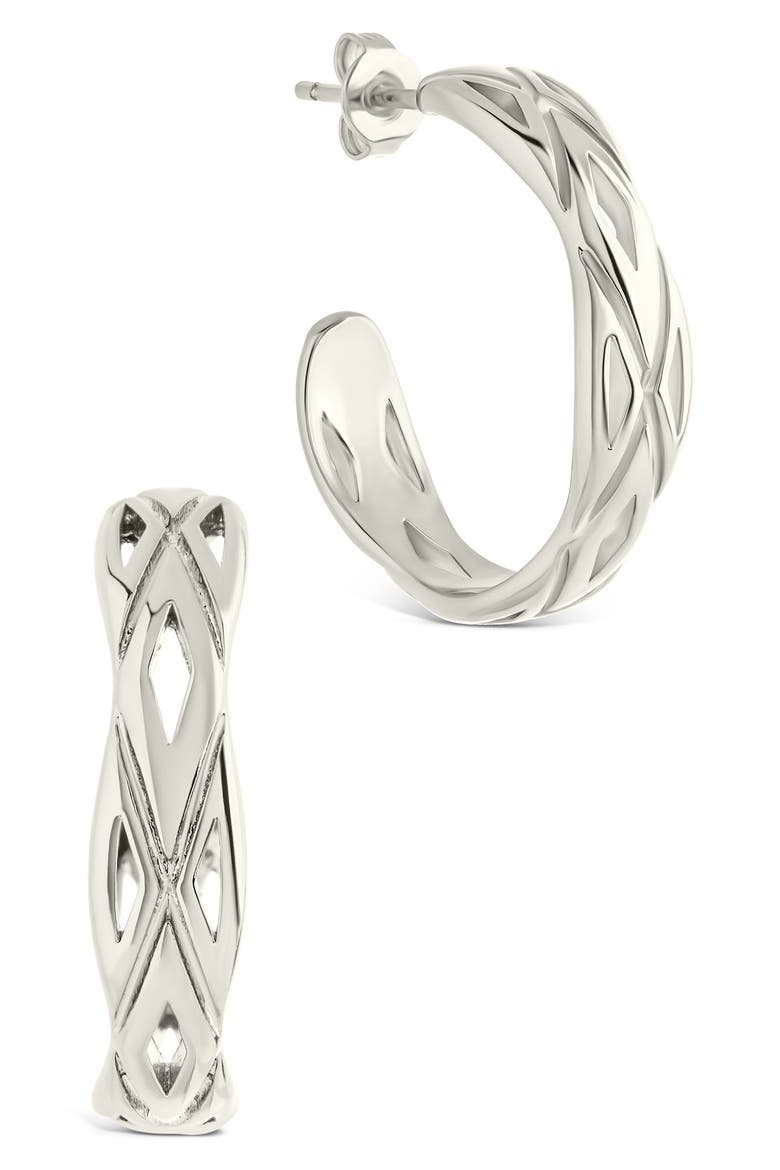 Esmeralda Abstract Hoop Earrings, Main, color, SILVER