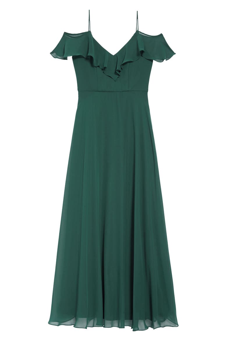 Cold Shoulder Chiffon Flower Girl Dress, Main, color, HUNTER