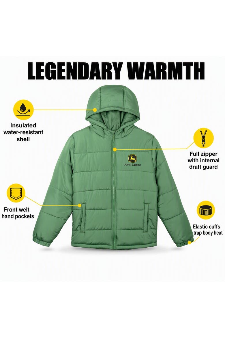 Quilted Hooded Puffer Jacket, Alternate, color, Forest Green