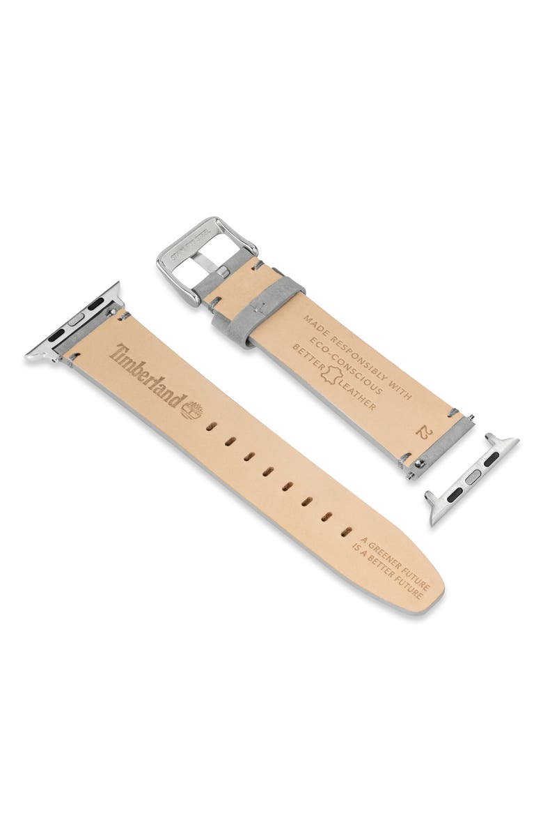 Timberland Leather 22mm Smart Watch Watchband, Alternate, color, Gray