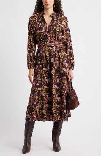 Chelsea28 Long Sleeve Ruffle Midi Dress