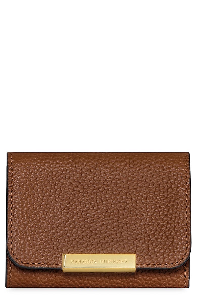 Rebecca Minkoff Insider Compact Leather Trifold Wallet, Main, color, Tawny
