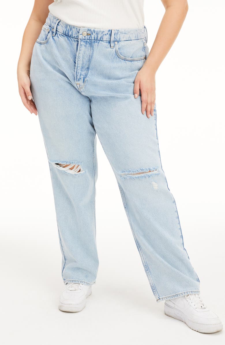 Good American Good '90s Ripped Straight Leg Jeans, Main, color,