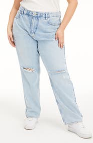 Good American Good '90s Ripped Straight Leg Jeans