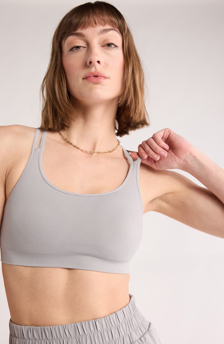 Zella Seamless Strappy Sports Bra, Alternate, color, Grey Ultimate