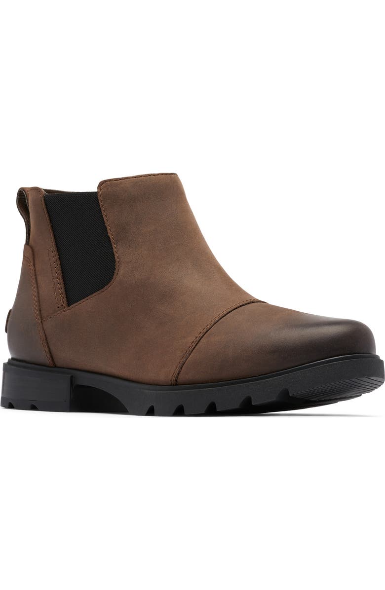 SOREL Emelie III Waterproof Chelsea Boot, Main, color, Tobacco/ Black