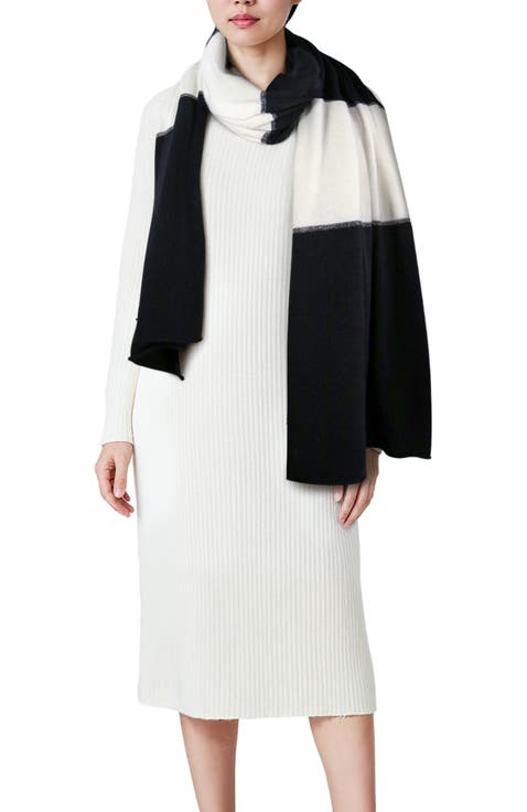 Cashmere color block wrap with lurex