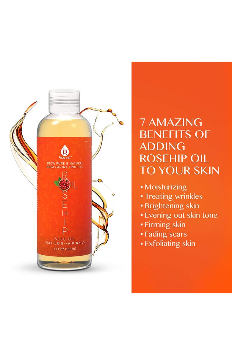 PURSONIC 100% Pure Rosehip Oil 6 Oz, Alternate, color, Multicolor