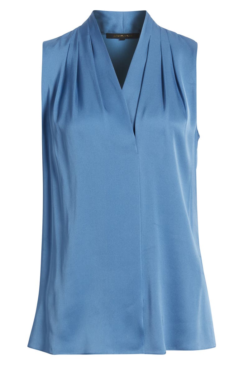 Mila Sleeveless Stretch Silk Top, Alternate, color, SKYLINE