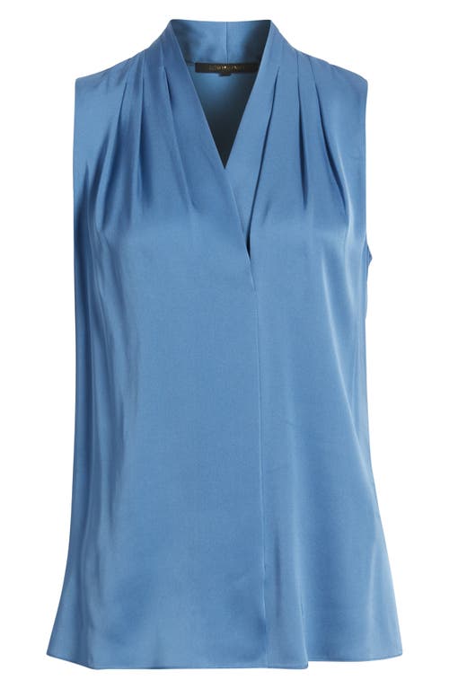 Kobi Halperin Mila Sleeveless V Neck Pleated Silk Blouse In Blue