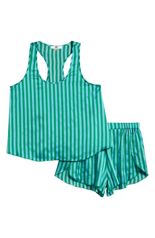 Lunya Racerback Washable Silk Short Pajamas In Halcyon Stripe