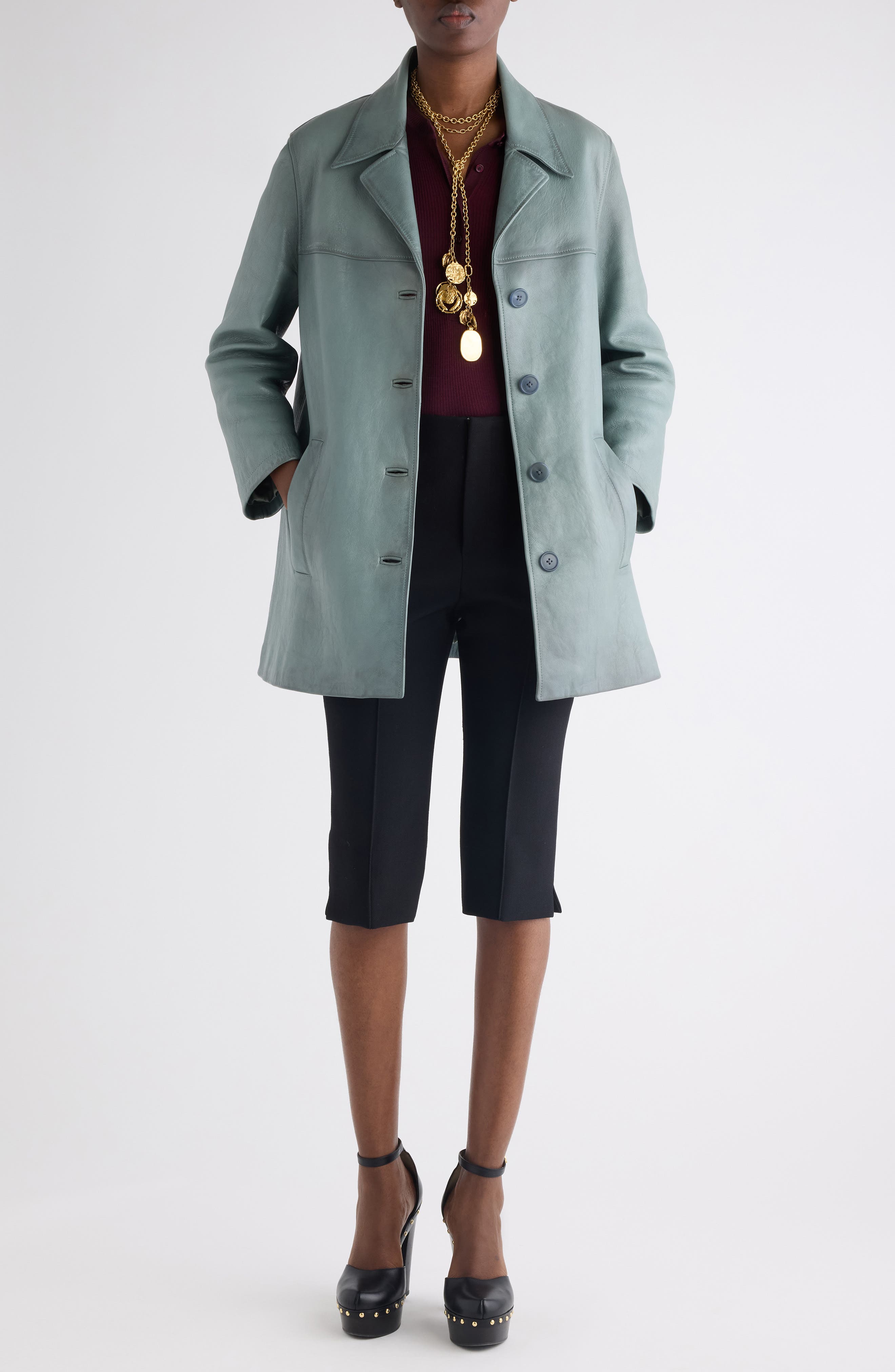 Waxy Leather Coat - image 2
