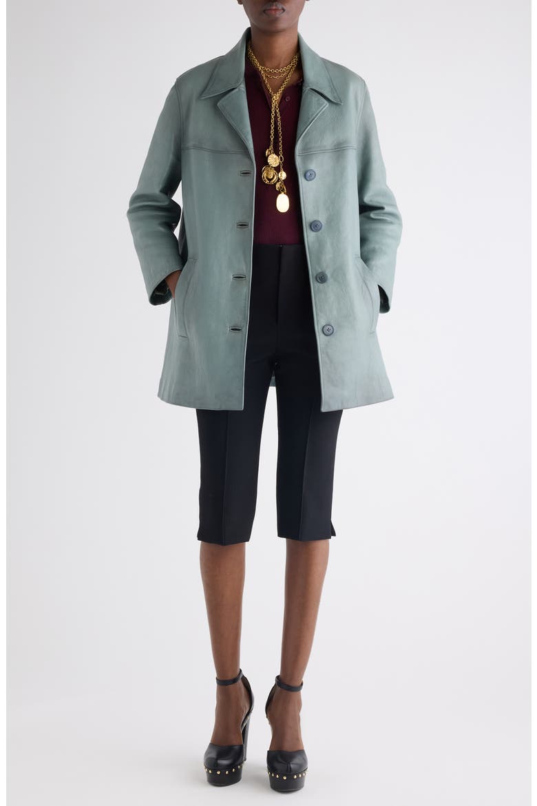 Waxy Leather Coat, Alternate, color, FADED BLUE