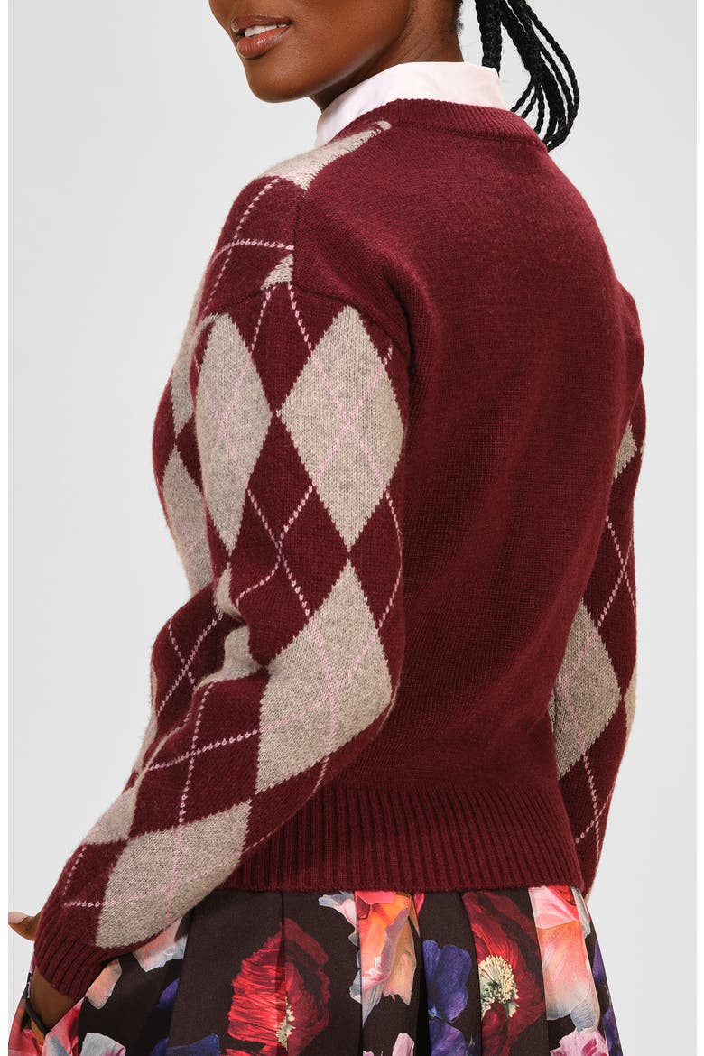 Argyle Crewneck Sweater, Alternate, color, BURGUNDY MULTI