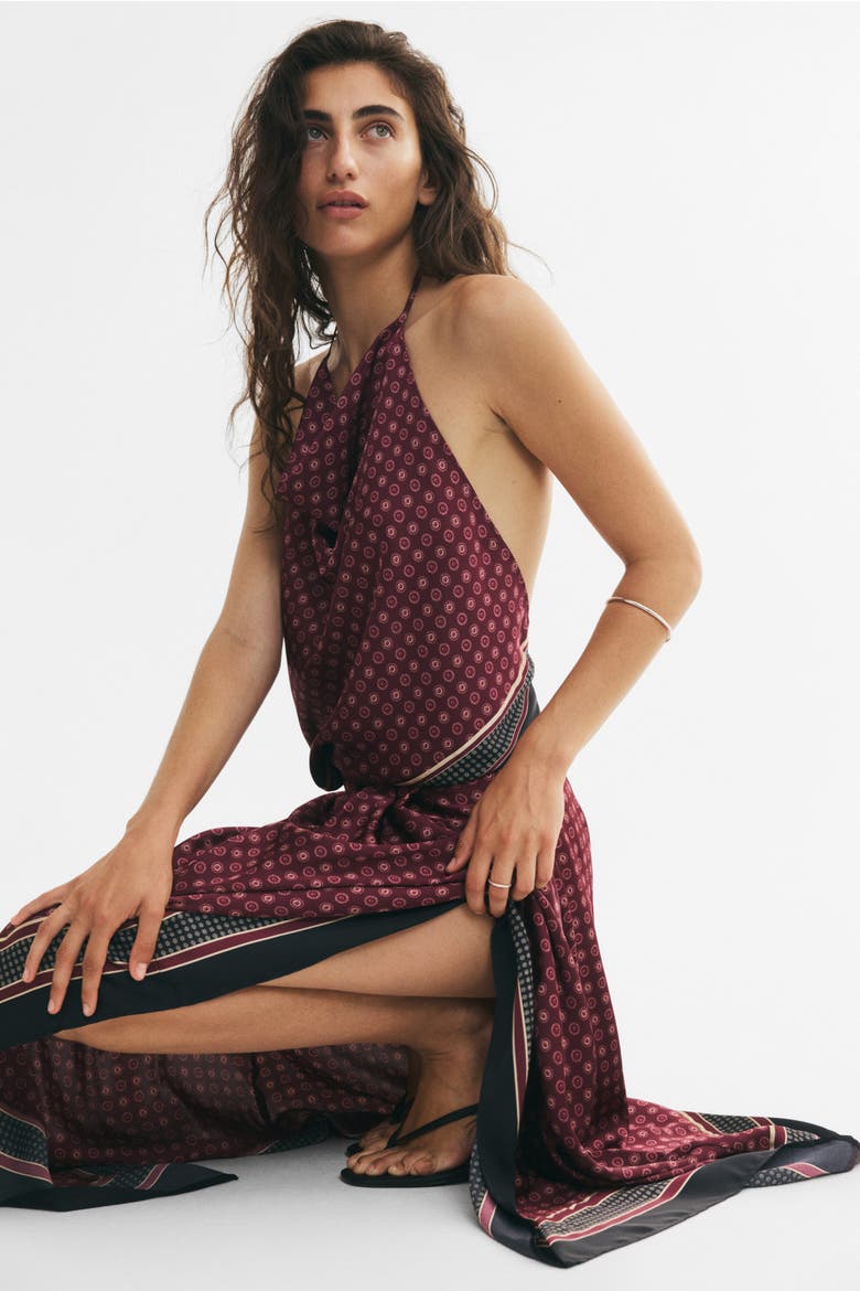 Satin Handkerchief Skirt, Alternate, color, Burgundy/patterned