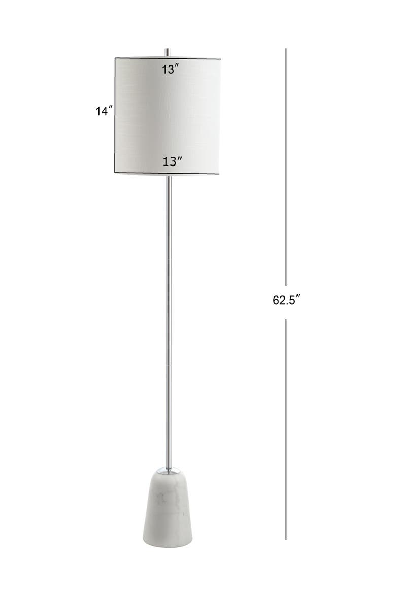 Lincoln 62.5" Marble/Metal LED Floor Lamp, White/Chrome, Alternate, color, Chrome