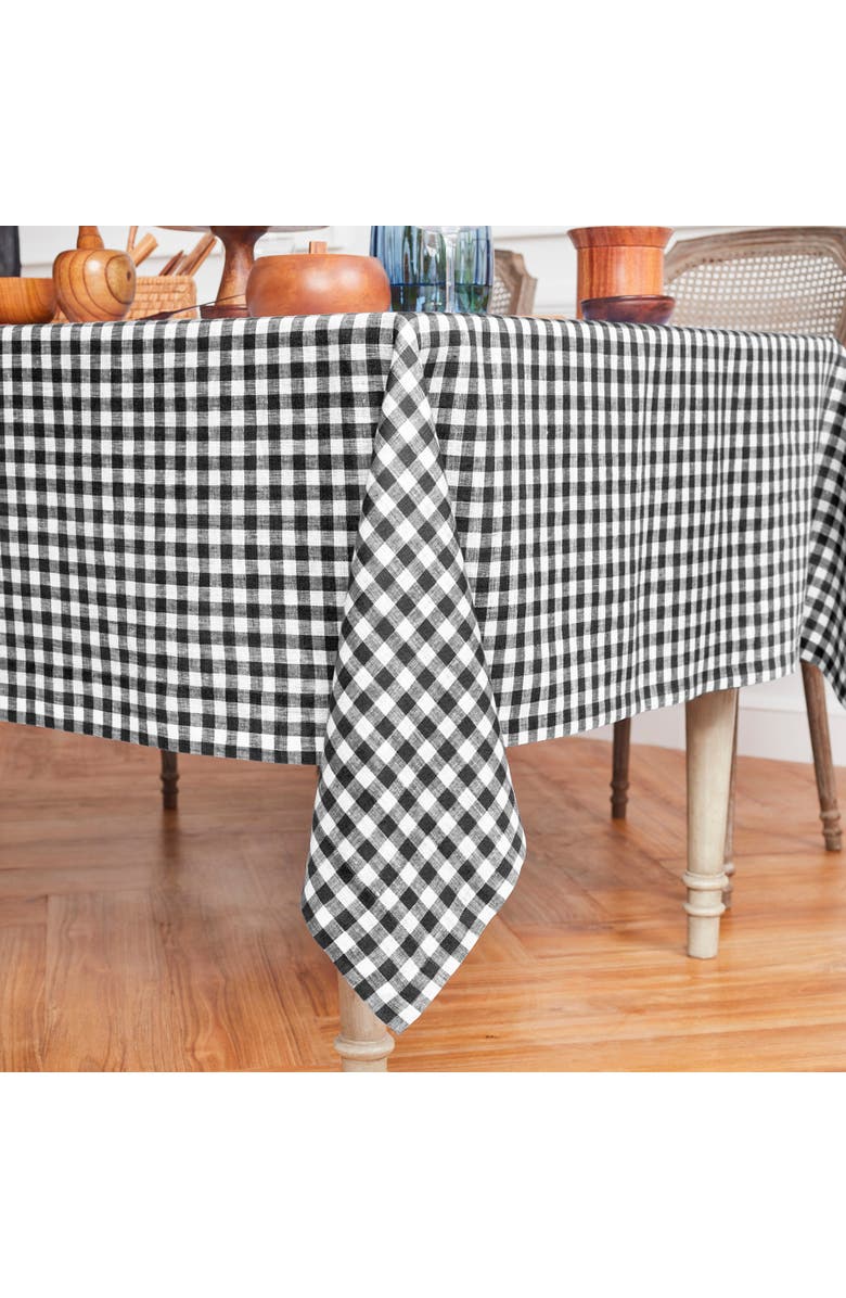 Solino Home Linen Tablecloth - Gingham Check, Alternate, color, Black