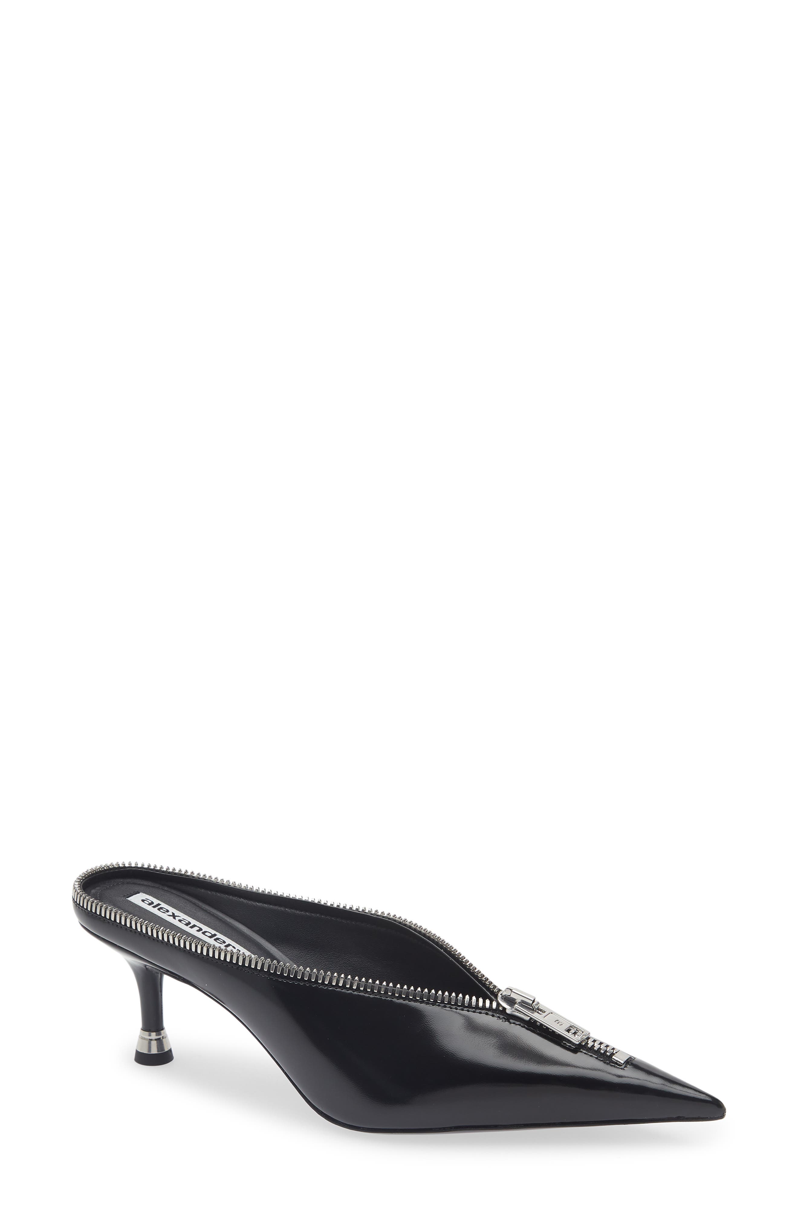 Alexander Wang Akila Zip Pointed Toe Mule Pump, Main, color, Black