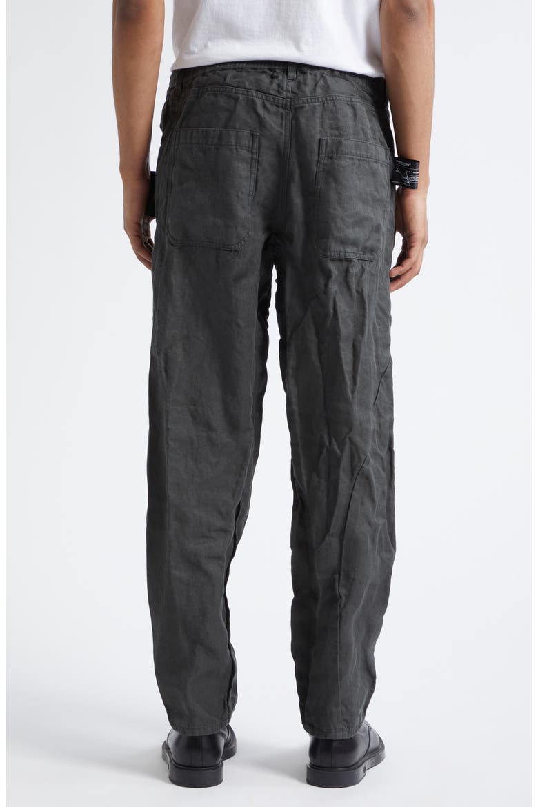 Asymmetric Seam Crinkled Linen Pants, Alternate, color, KHAKI GRAY