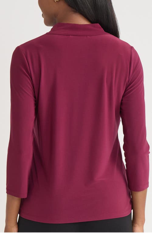 Kasper Knot Front Knit Top In Burgundy
