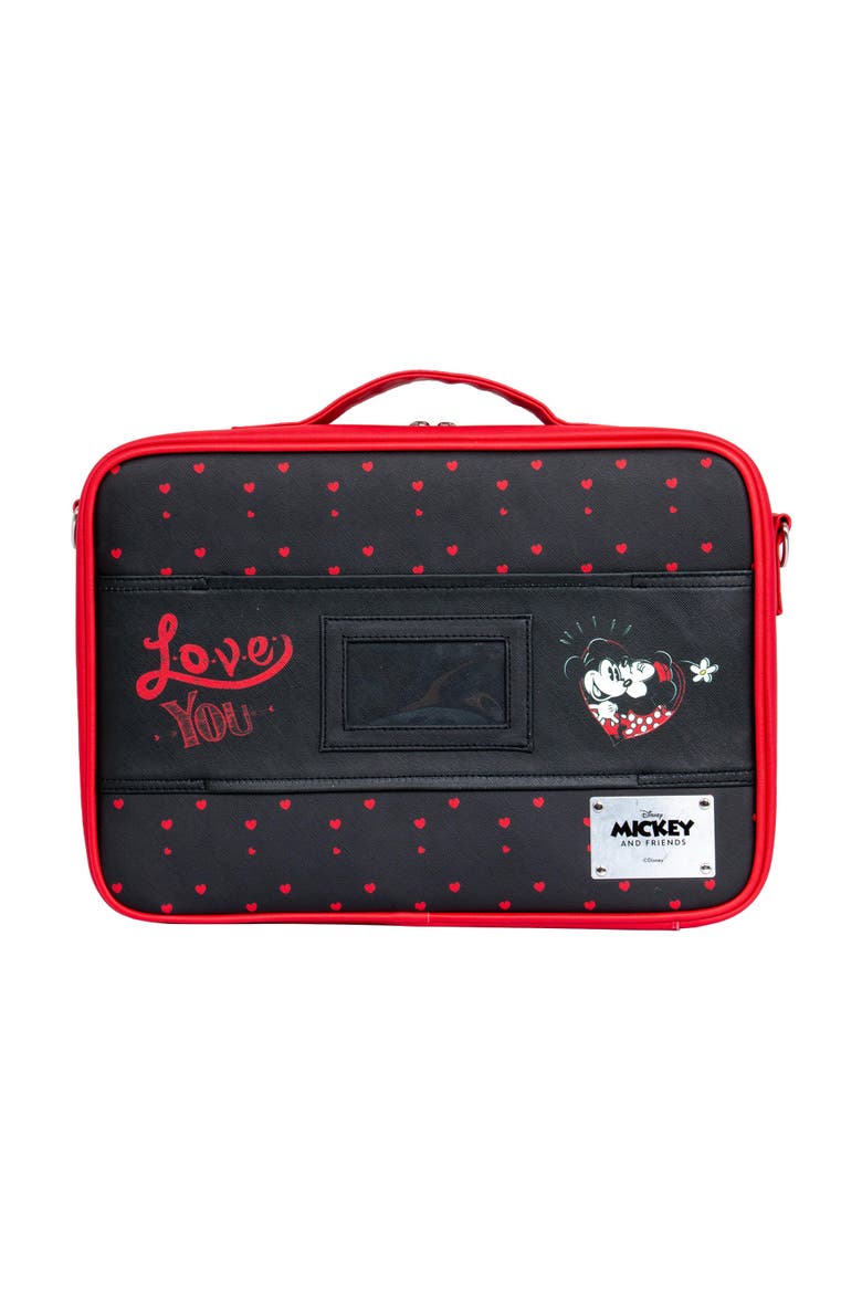 Minnie & Mickey Makeup Carry Case With Adjustable Dividers, Alternate, color, Black