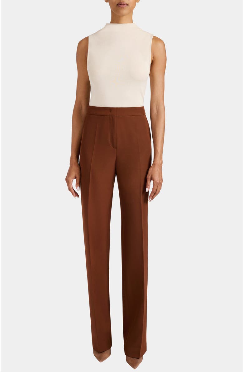 Santorelli Prima Straight Leg Pants in Soft Stretch Crepe, Alternate, color, Dark Chestnut
