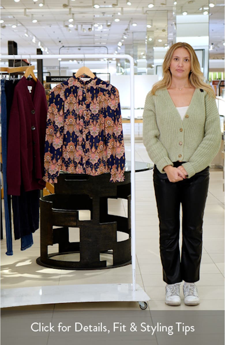 Alice Paisley Ruffle Silk Button-Up Shirt, sales video thumbnail