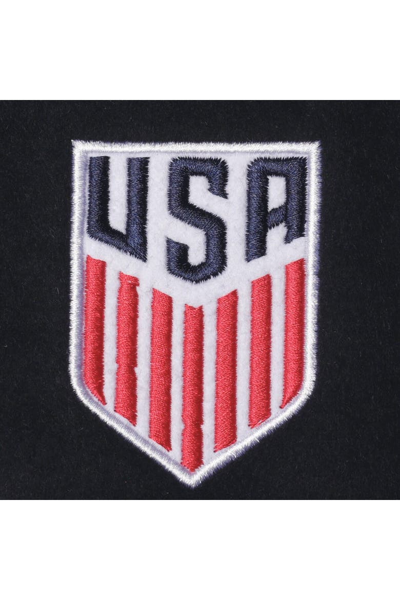 Men's 5th & Ocean by New Era Navy USMNT Soccer Club Level Raglan Full-Snap Tri-Blend Bomber Jacket, Alternate, color, Navy