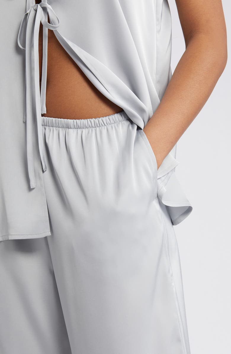 Open Edit Tie Front Satin Pajamas, Alternate, color, 