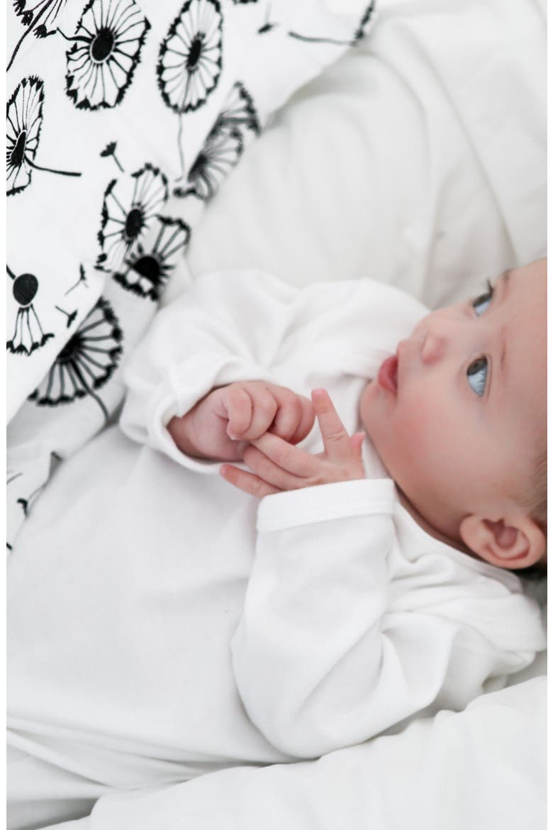 XL Dandelion Sensory Organic Cotton Muslin Blanket, Alternate, color, BLACK AND WHITE