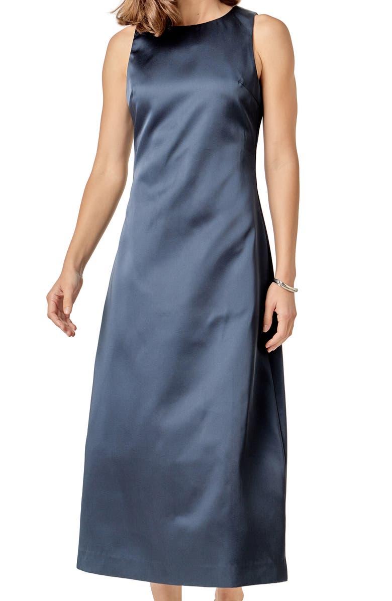 English Factory Sleeveless Satin Midi Dress, Alternate, color, Navy