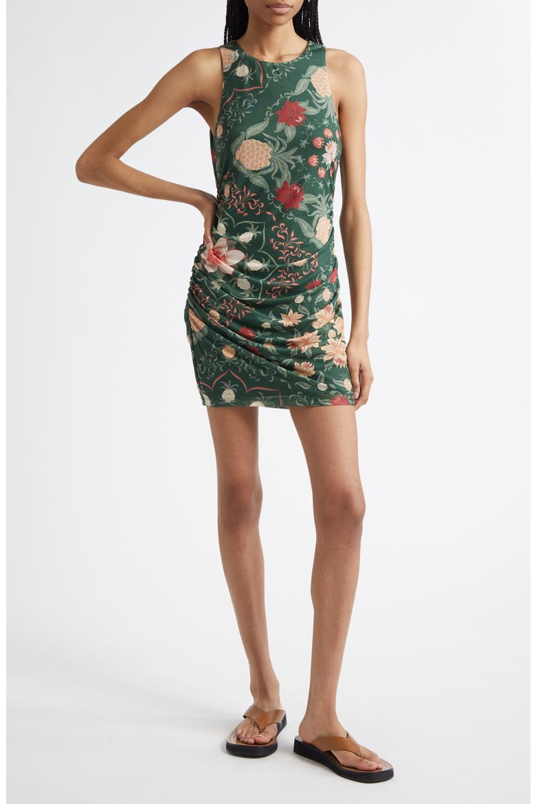 Pineapple Garden Stretch Tulle Body-Con Dress, Main, color, GREEN