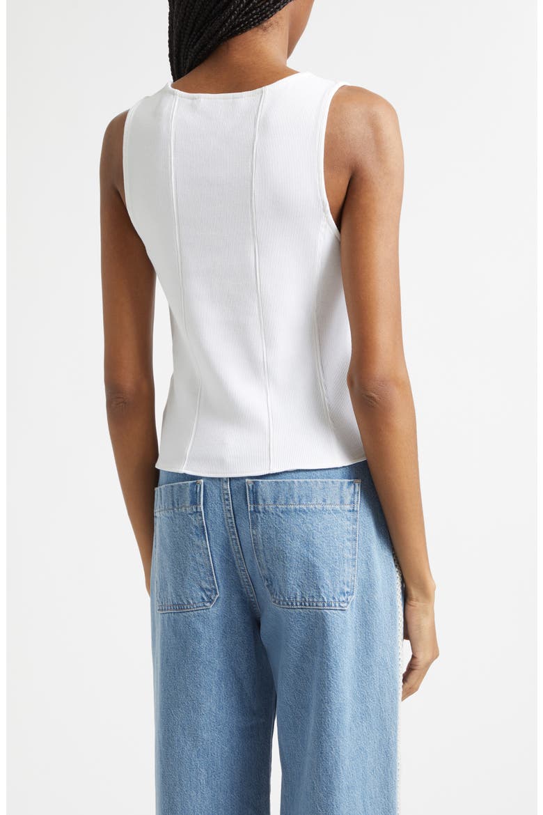 Quenby Stretch Cotton Square Neck Tank, Alternate, color, WHITE